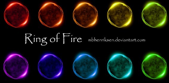 Set Of Colored Rings Of Fire PSD