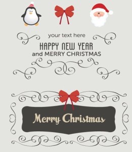 Merry Christmas & Happy New Year Design Decorative Elements Vector