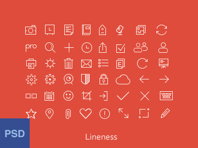 48 Thin Line Icons PSD