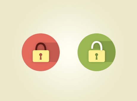 Flat Long Shadow Lock Icons PSD