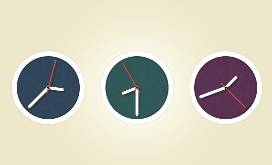 Flat Circle Clock Icon PSD