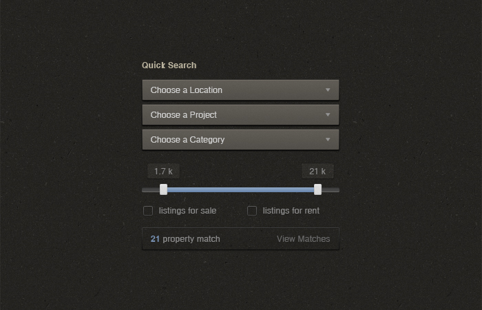 Quick Search UI Elements PSD