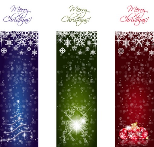 Vector Set Of Sparkling Merry Christmas Banners