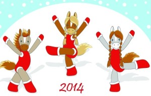 Cartoon Horse Cheerleading For Merry Christmas Vector 01