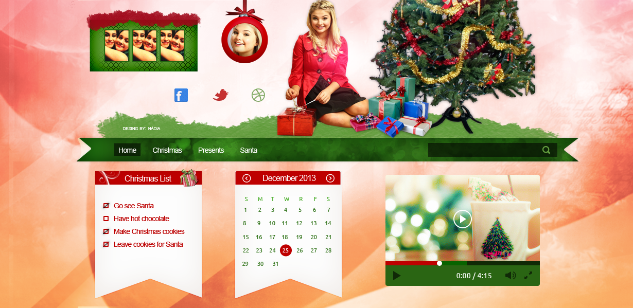 Merry Christmas Web Header Design PSD