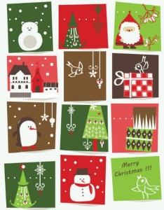 Set Of Cartoon Merry Christmas Illustrations