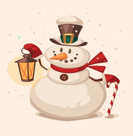 Vintage Cartoon Christmas Snowman Illustration Vector