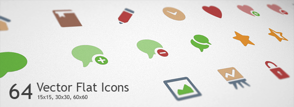 64 Flat Icons Vector & PSD