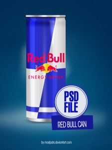 Red Bull Can Mockup PSD