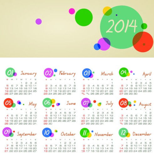 Creative 2014 Calendar Vector 01