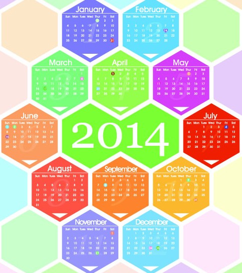 Creative 2014 Calendar Vector 03