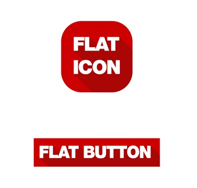 Flat Long Shadow Icon & Button Template PSD