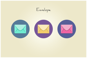 Round Flat Envelope Email Icons PSD