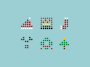 Pixel Christmas Icons Vector