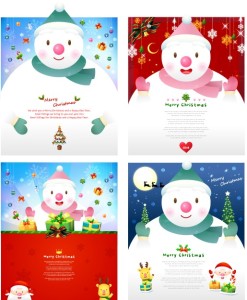 Set Of Cute Snowman Backgrounds For Christmas Vector