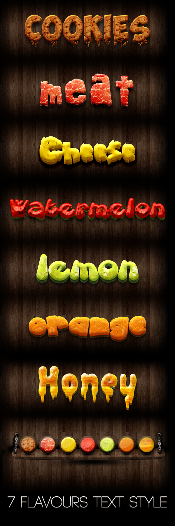 7 Flavours Text Styles PSD