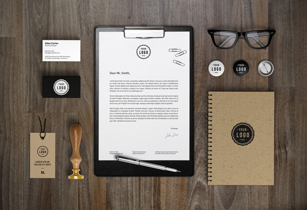 Brown and Black Branding & Identity MockUp PSD