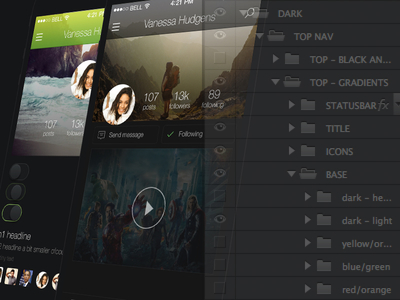 Kickstarter Dark UI Kit PSD