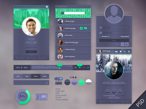 Grape Colored UI Kit PSD