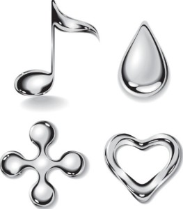 3D Glossy Silver Objects Vector