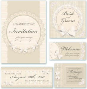 Vintage Light Gold Invitation Cards Vector