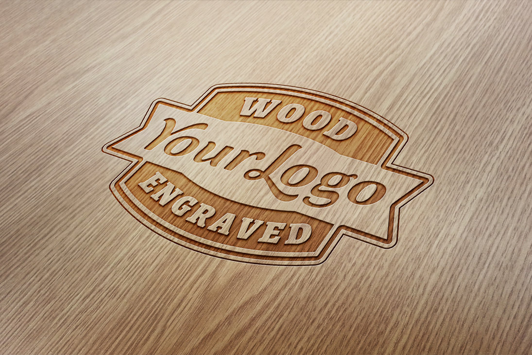 Wood Letterpress Logo Mockup PSD