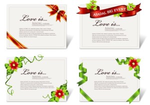 Set Of Elegant Card Templates with Corner Ribbons Vector