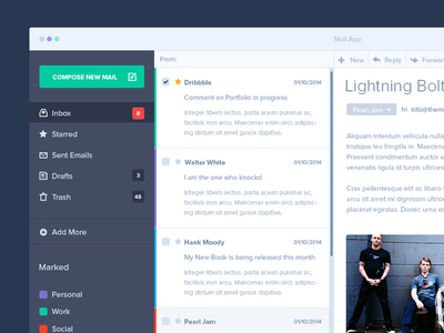 Mail App Interface Design PSD