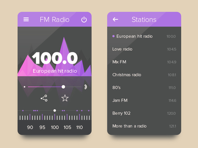 Radio App UI Design PSD