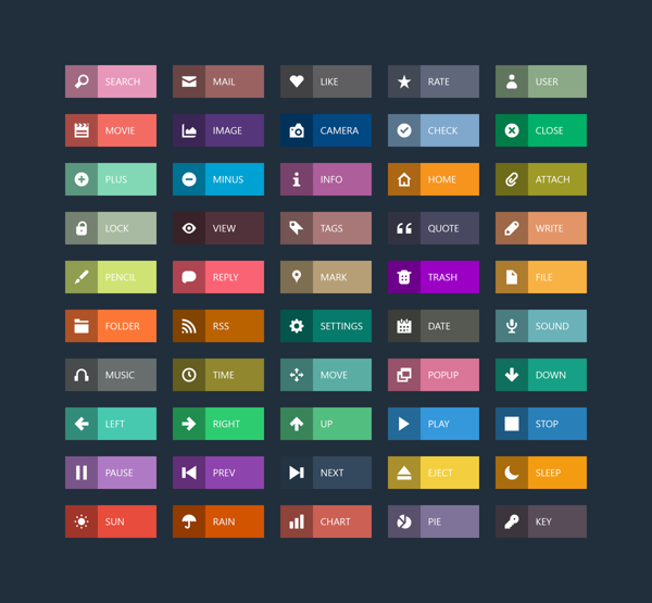 Flat Long Shadow Web Buttons PSD Vol.2