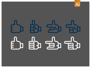 Set Of Vector Single Hand Gestures