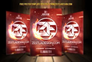 Red Flame Poster Template PSD