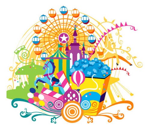 Vector Illustration Of Playground and Carnival Elements