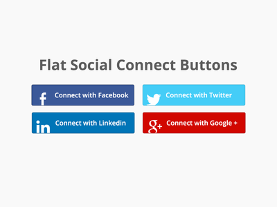 4 Flat Social Connect Buttons