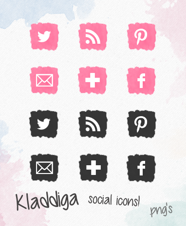 Cute Watercolor Social Icons