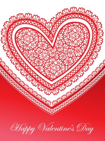 Red Love Heart Paper-cut Art Vector