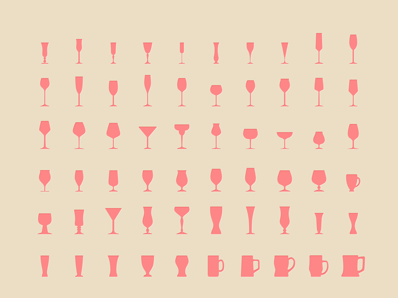 Set Of Wineglass Icons PSD