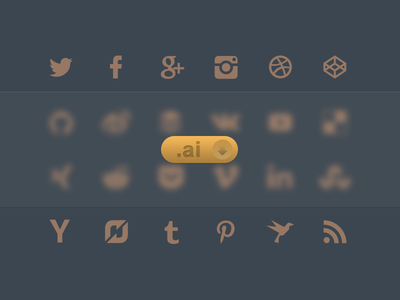 24 Vector Brown Social Icons