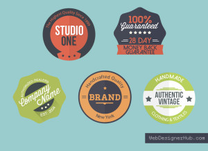 5 Retro Flat Badges PSD