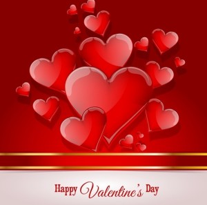 Happy Valentine's Day Glossy Red Heart Design Vector 04