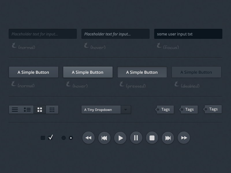 Dark Blue UI Set PSD