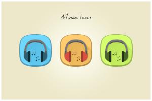 Flat Rounded Headphones Music Icons PSD