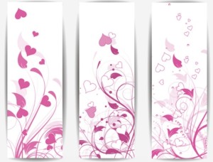 3 Vertical Love Floral Banners Vector