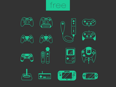 Green Game Controller Icon Set PSD