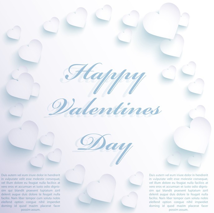 Happy Valentine's Day White Hearts Background Vector