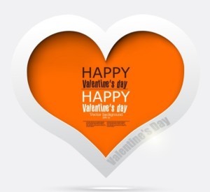 White and Orange Paper Love Heart Vector