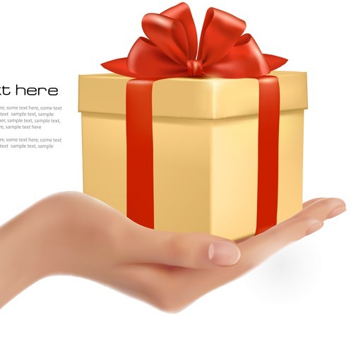 Gift Box In Hand Vector