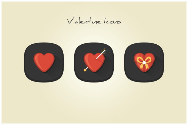 Valentine Love Heart Icons PSD