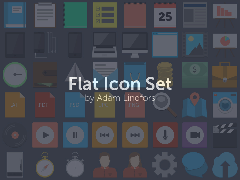 Flat Square Web Icon Set