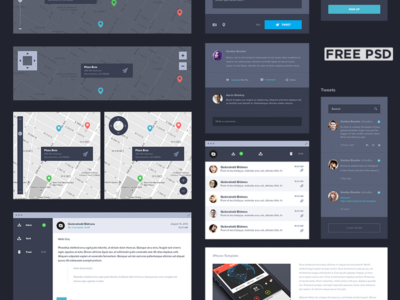 Plain Dark UI Kit PSD